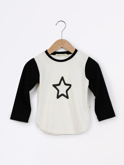 long sleeve tee shirt in merino with round neckline in size 4_lily star