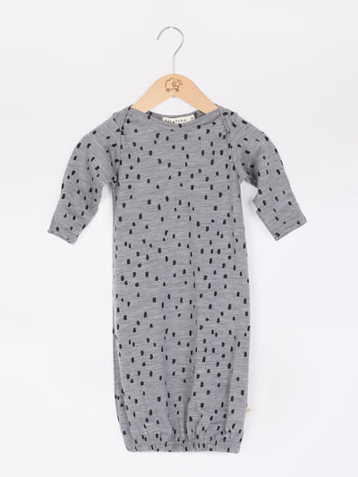 mokopuna sleepsuit gown in merino with envelope neckline, built-in mitts and elastic bottom in size NB_confetti