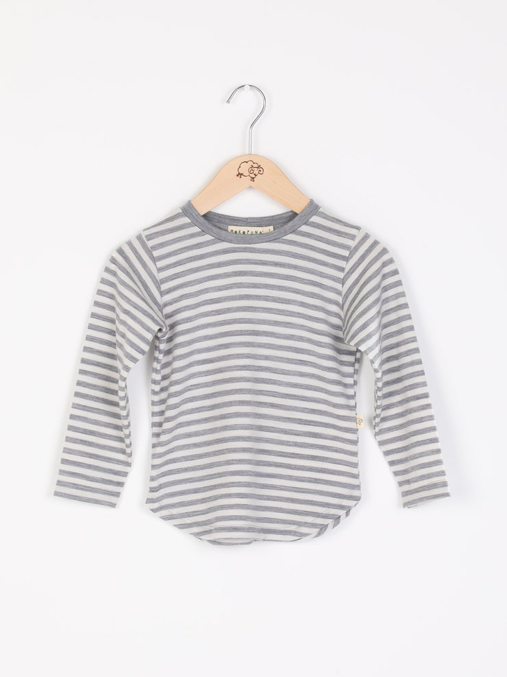 long sleeve tee shirt in merino with round neckline in size 00_cloudy bay stripe