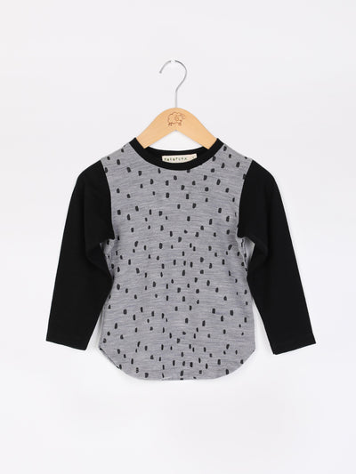 long sleeve tee shirt in merino with round neckline in size 4_confetti