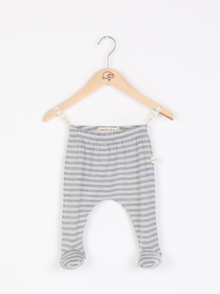 mokopuna baby footpants in merino, footed leggings with elastic waistband in size 0_tealeaf